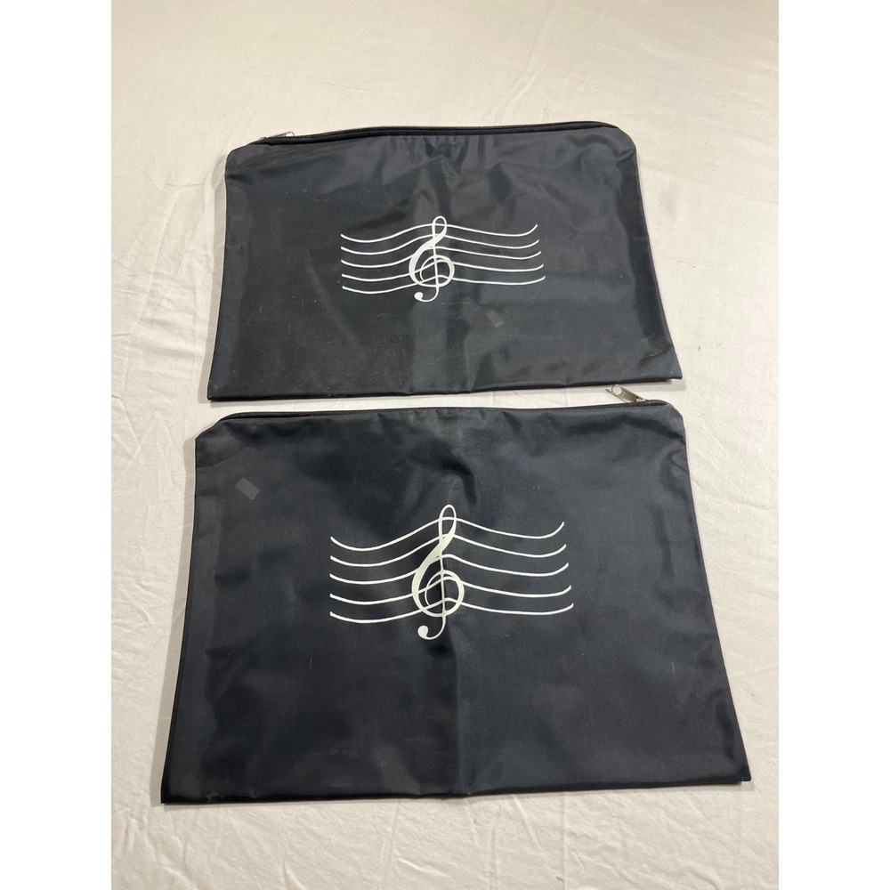 Lot Music Portfolio Bags Black G-Clef Sheet Music Case 16x11.5 Zip Closure